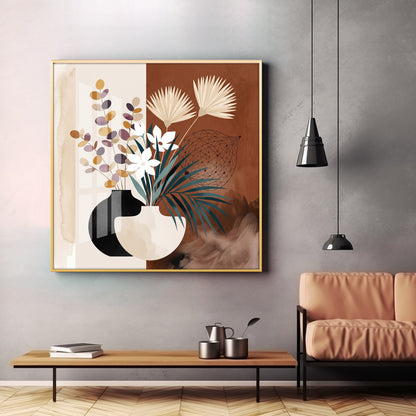 Two Overlapping Silhouettes Premium Acrylic Square Wall Art