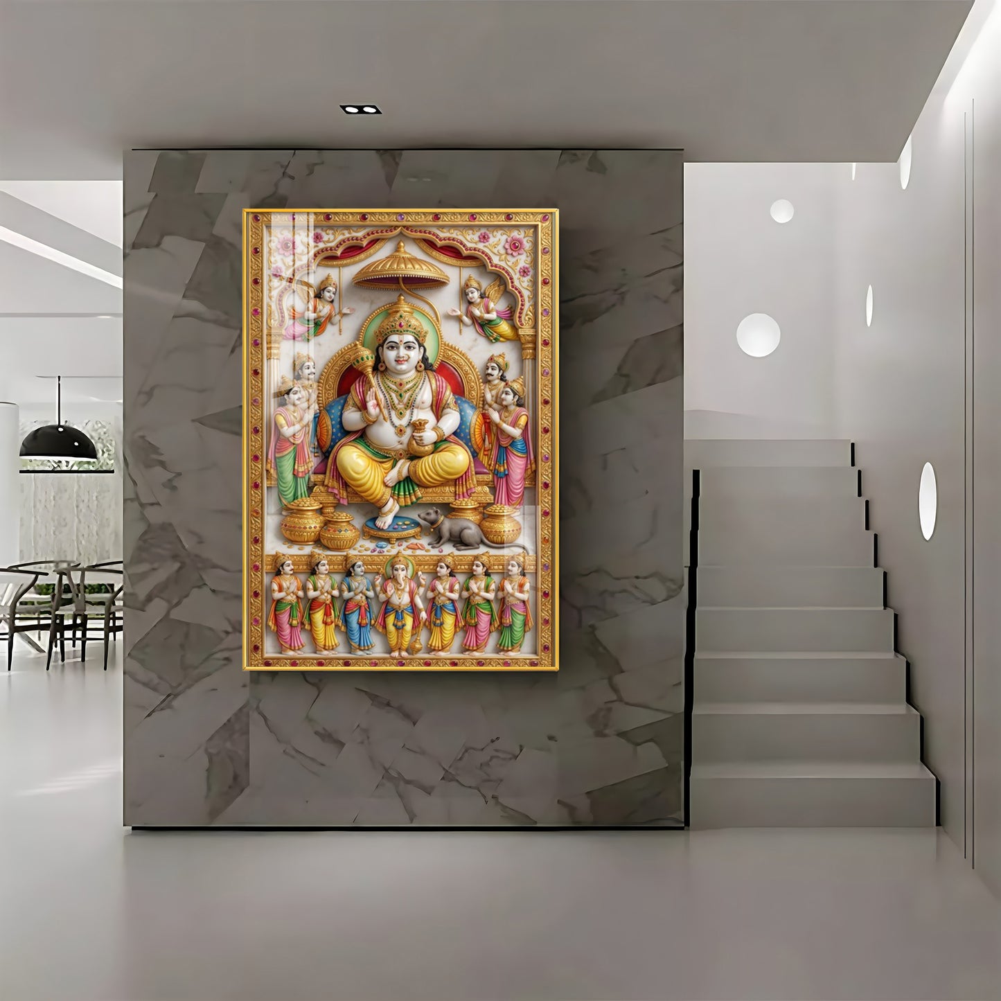 Lord Dhanpati Premium Acrylic Vertical Wall Art