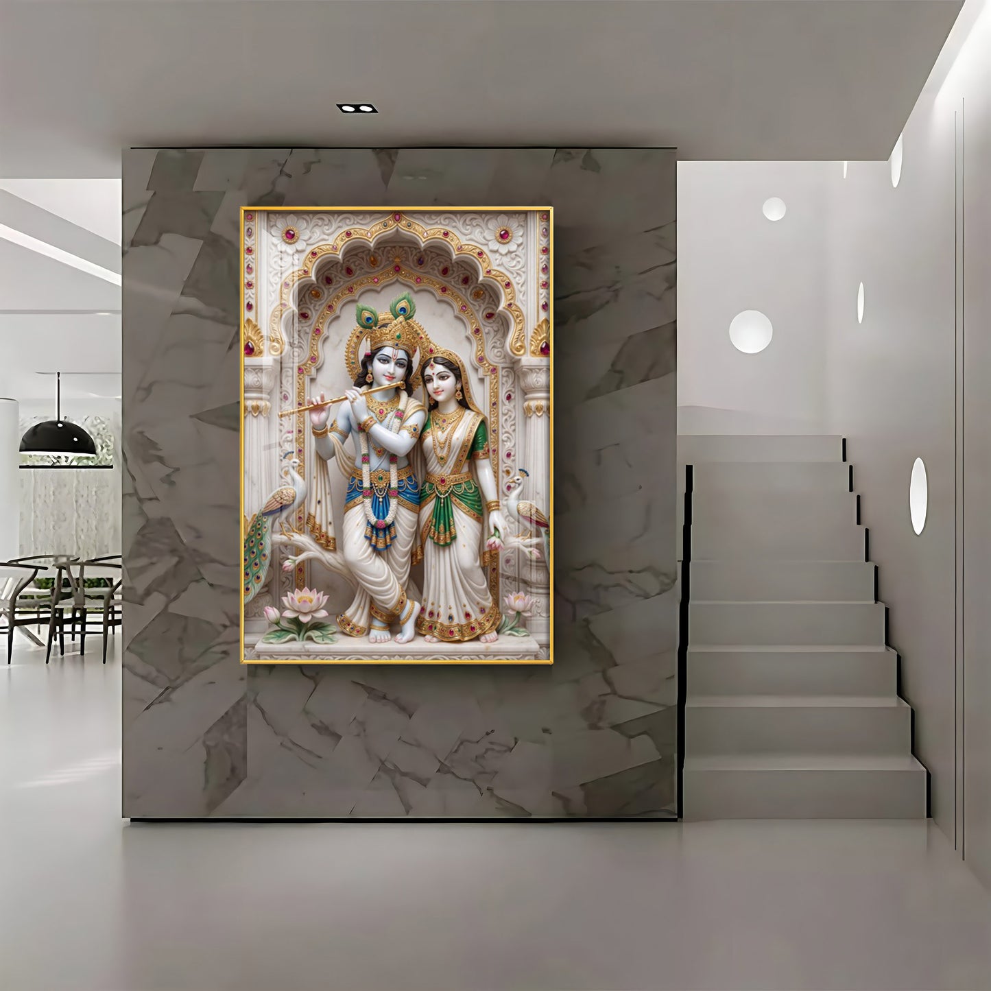 Peaceful Presence Of Radha Krishna Premium Acrylic Vertical Wall Art
