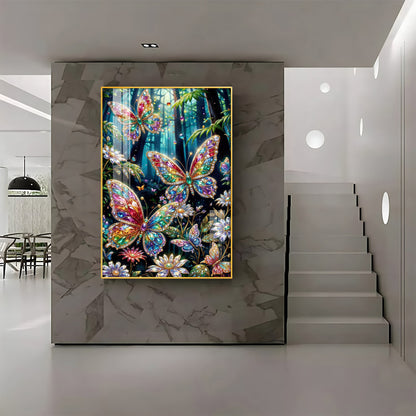 Multicolored Butterflies Premium Acrylic Vertical Wall Art