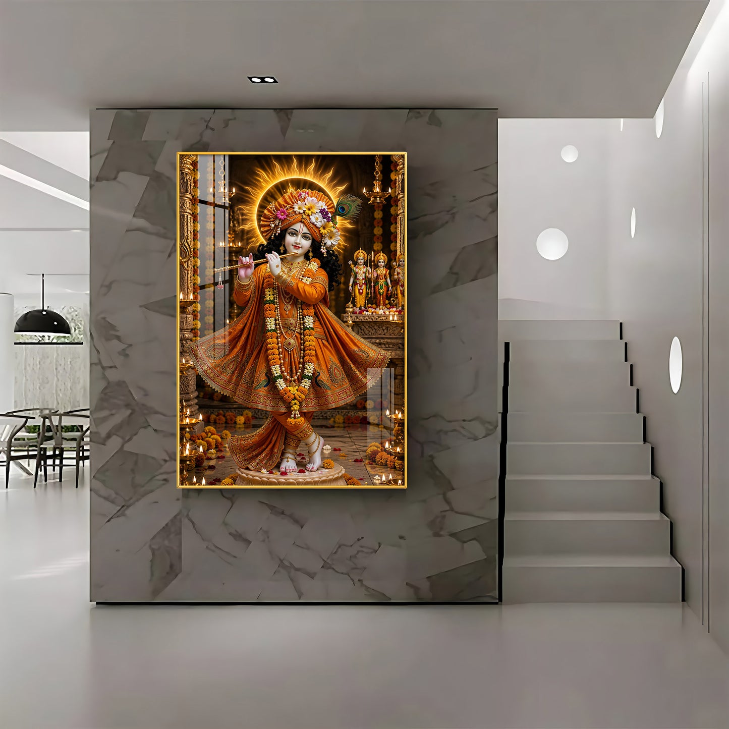 Lord Krishna Playing The Flute Premium Acrylic Vertical Wall Art