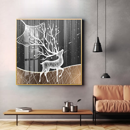 Beautiful Starry Meteor Deer Premium Acrylic Square Wall Art