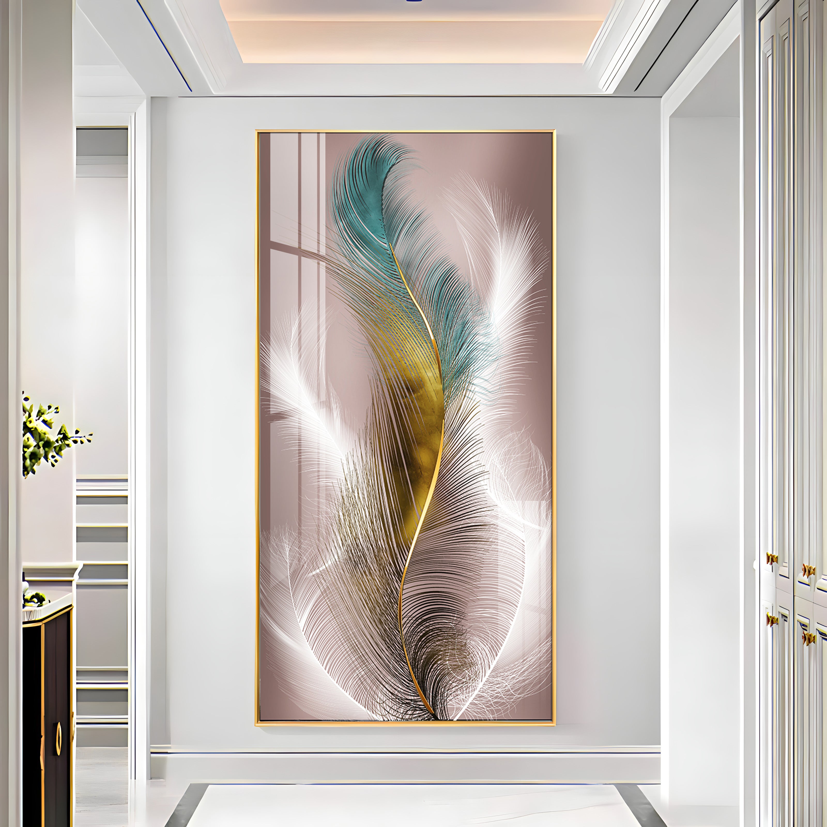 Abstract Feather Premium Acrylic Vertical Wall Art