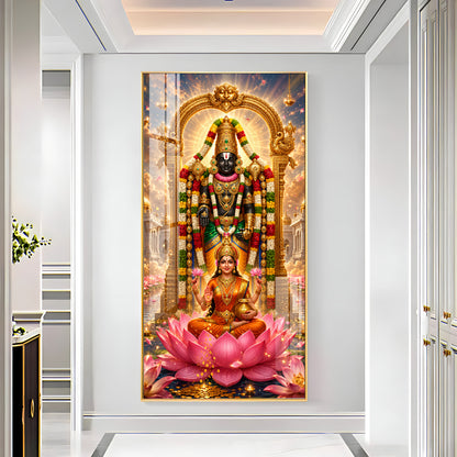 Goddess Lakshmi With Tirupati Balaji Premium Acrylic Vertical Wall Art