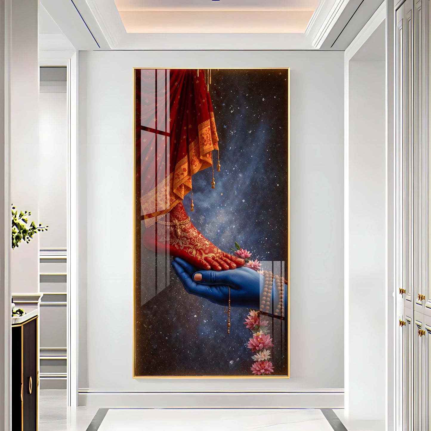 Shiv Ji Hand With Parvati Feet Premium Acrylic Vertical Wall Art