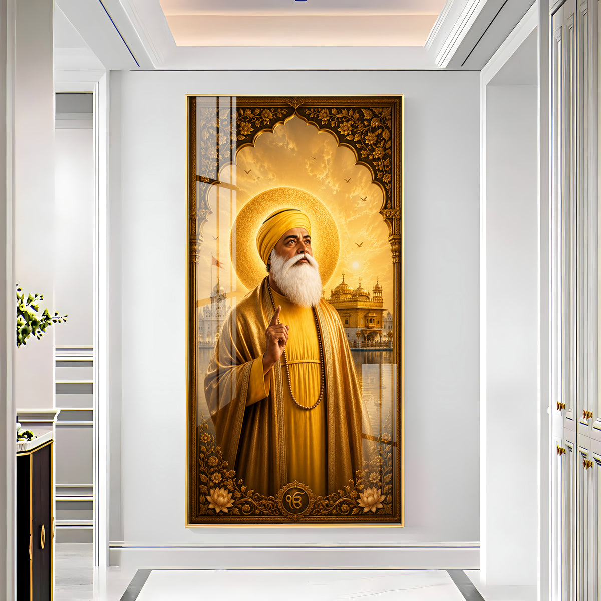 Guru Nanak Dev Ji With Blessing Premium Acrylic Vertical Wall Art
