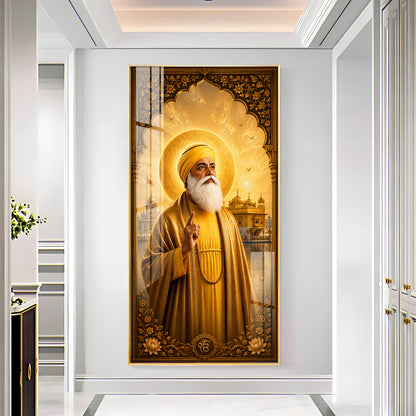 Guru Nanak Dev Ji With Blessing Premium Acrylic Vertical Wall Art