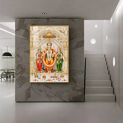 Divine Murugan Valli Deivanai Subramanya Swamy Premium Acrylic Vertical Wall Art