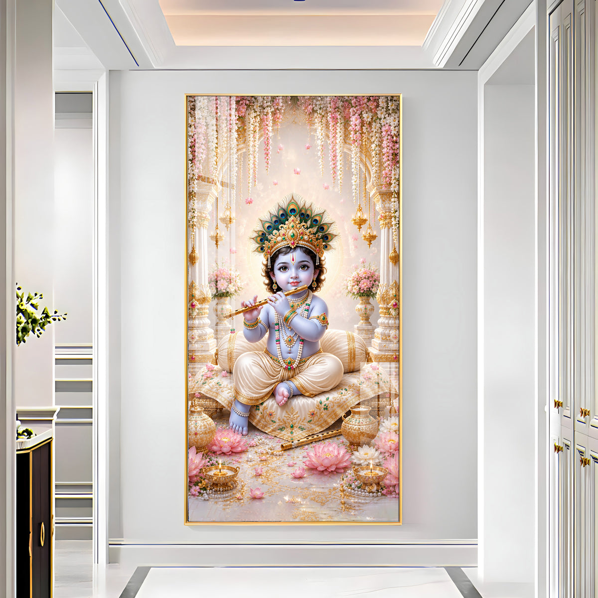 Baal Krishna Premium Acrylic Vertical Wall Art