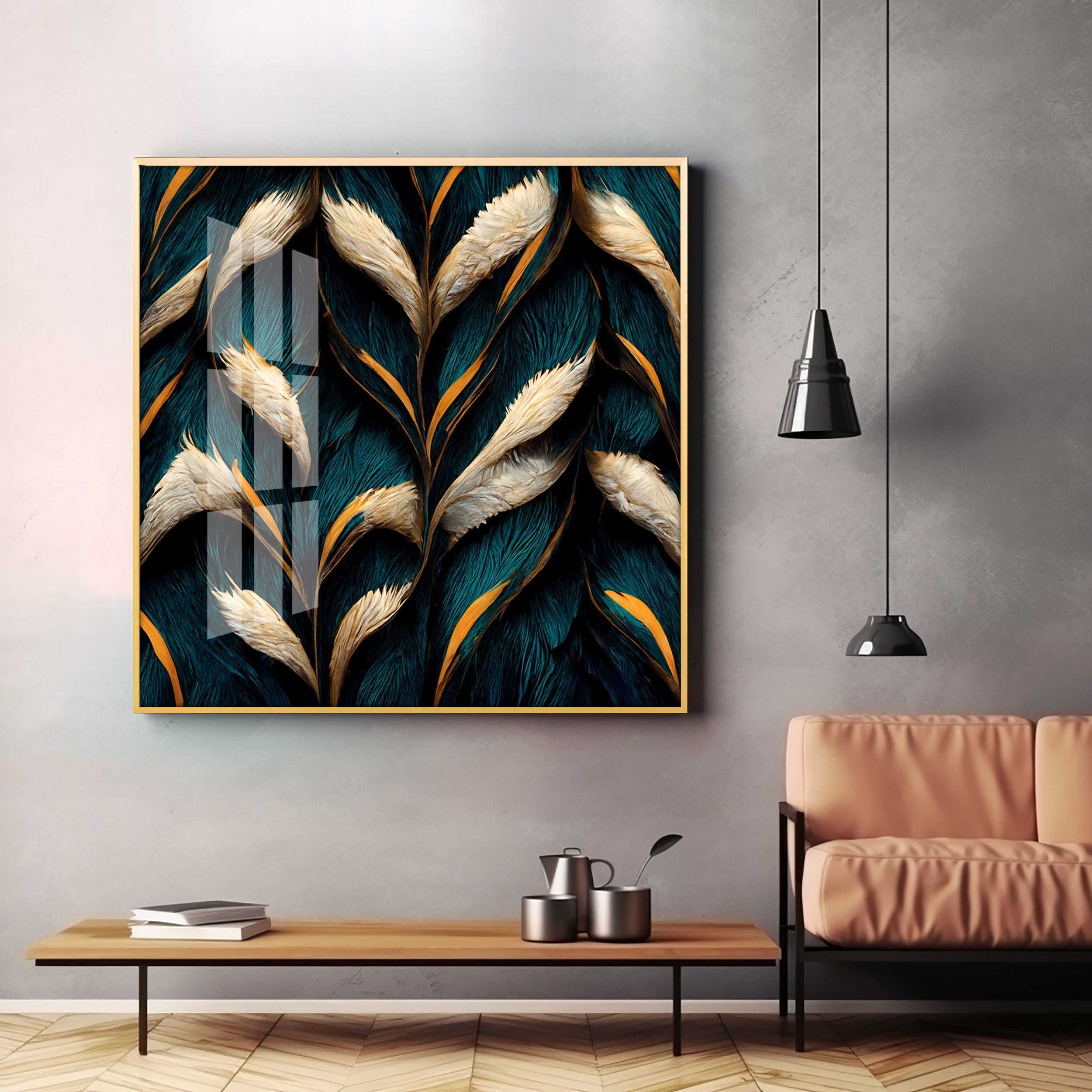 Feathers Premium Acrylic Square Wall Art