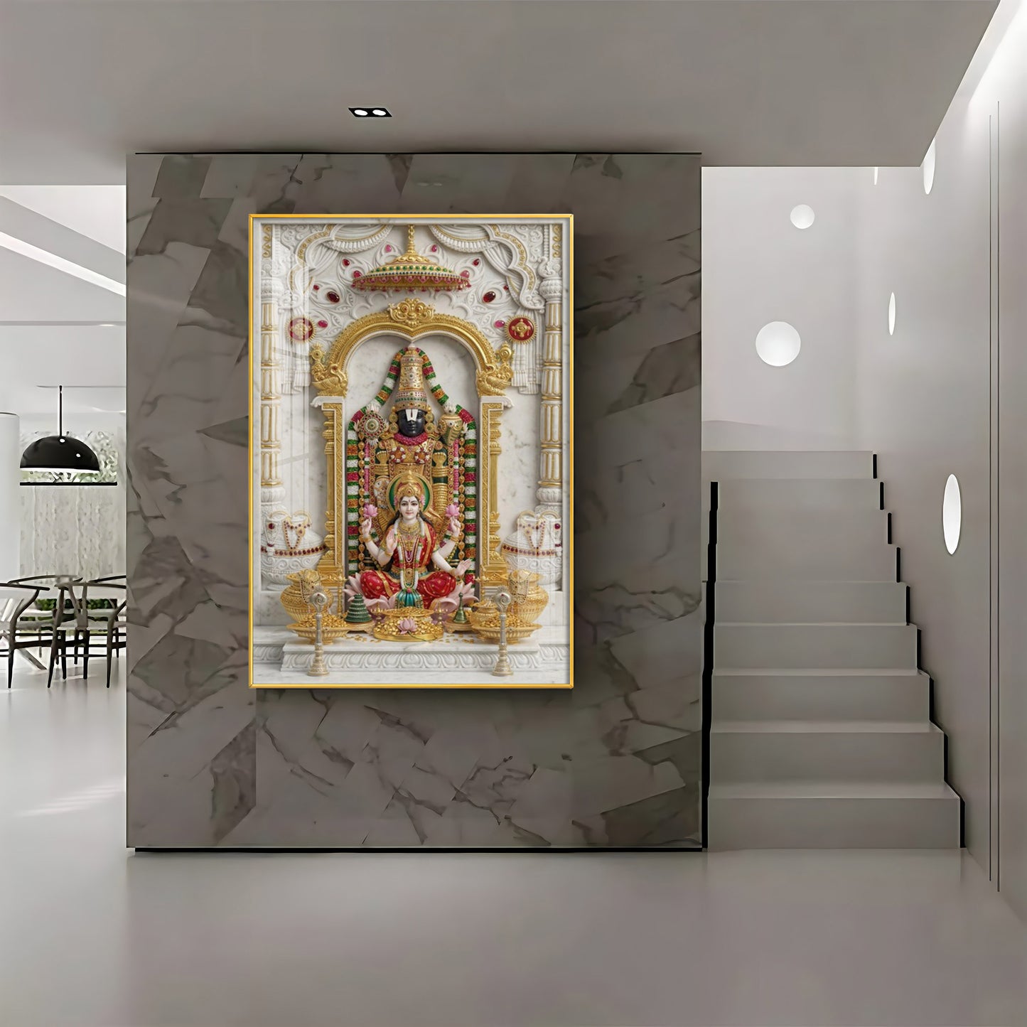 Goddess Lakshmi With Lord Venkateswara Premium Acrylic Vertical Wall Art