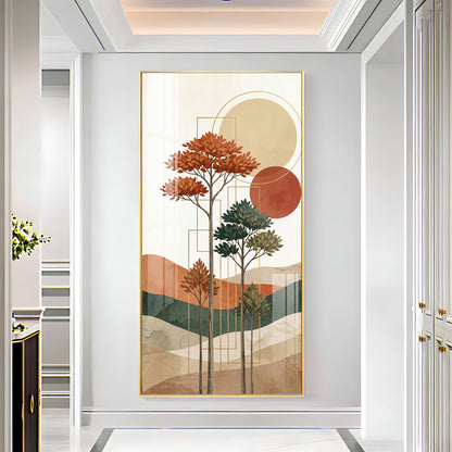 Boho Trees & Mountain Premium Acrylic Vertical Wall Art