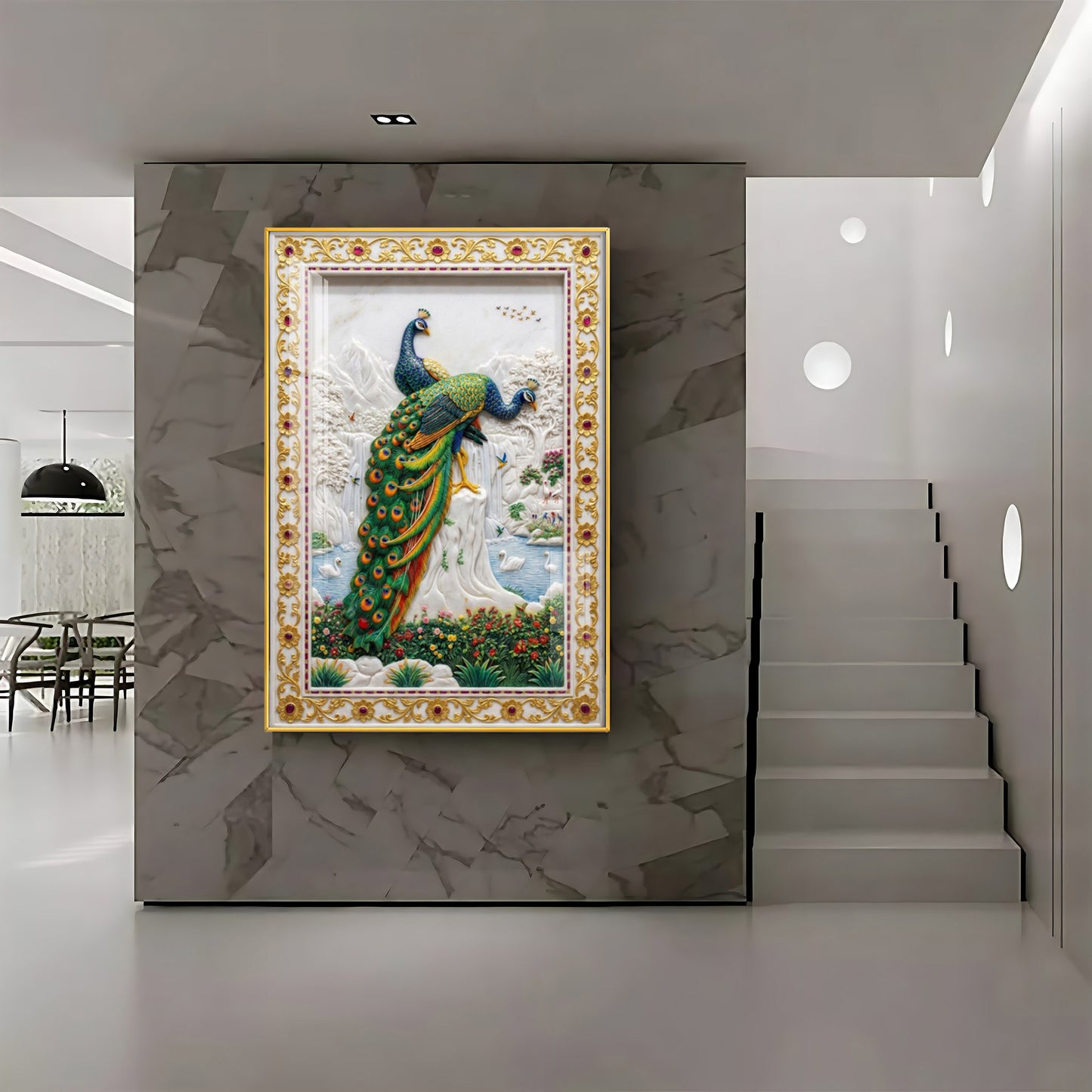 Beautiful Two Peacocks Premium Acrylic Vertical Wall Art
