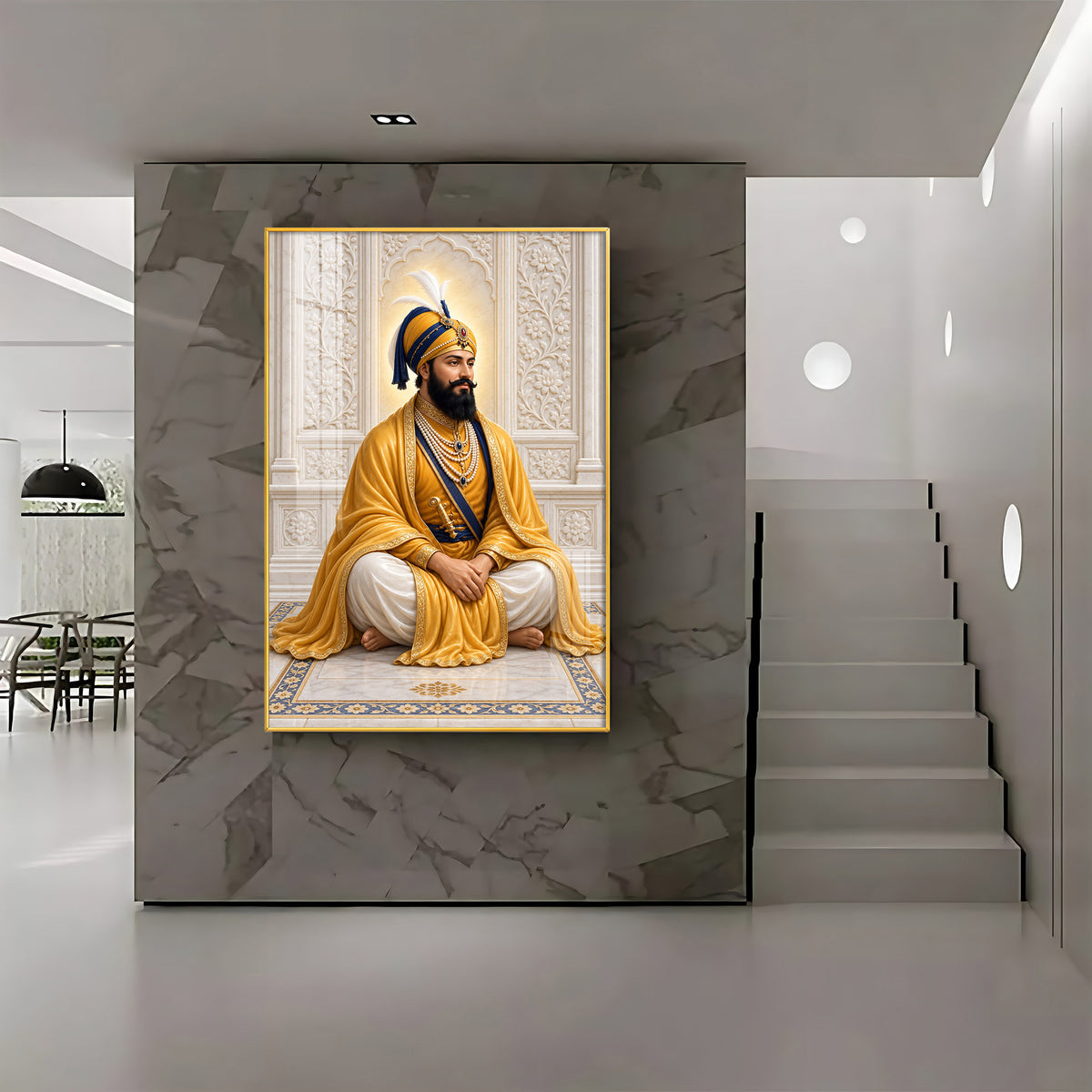 Guru Gobind Singh Ji In Yellow Attire Premium Acrylic Vertical Wall Art