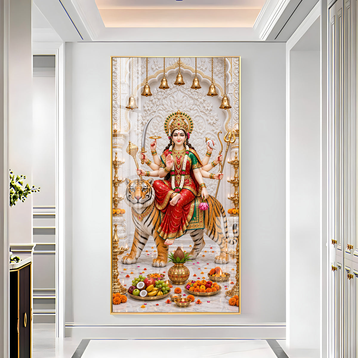 Holy Durga Mata Premium Acrylic Vertical Wall Art