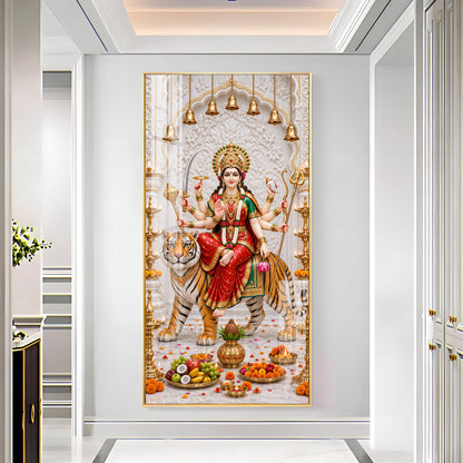 Holy Durga Mata Premium Acrylic Vertical Wall Art