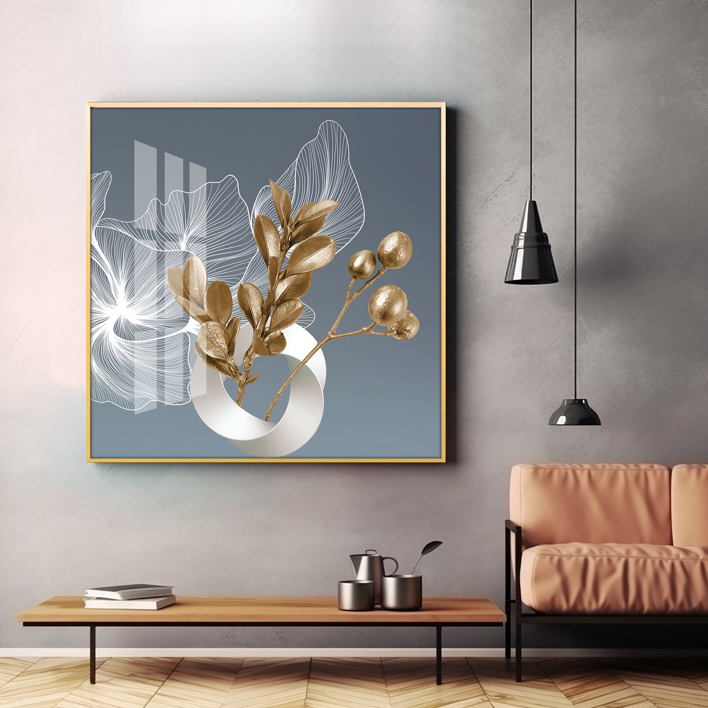 Nordic Golden Minimalism Premium Acrylic Square Wall Art