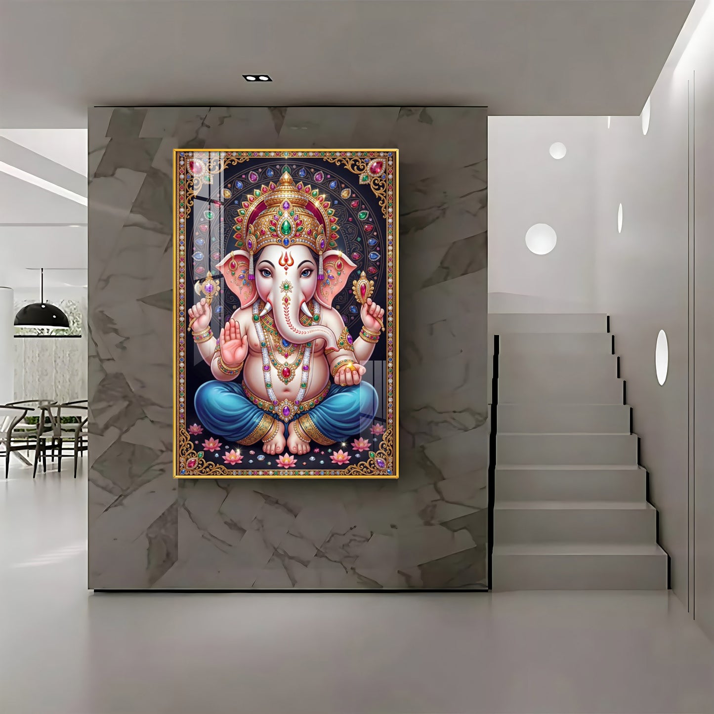 Lord Shri Ganesh Premium Acrylic Vertical Wall Art
