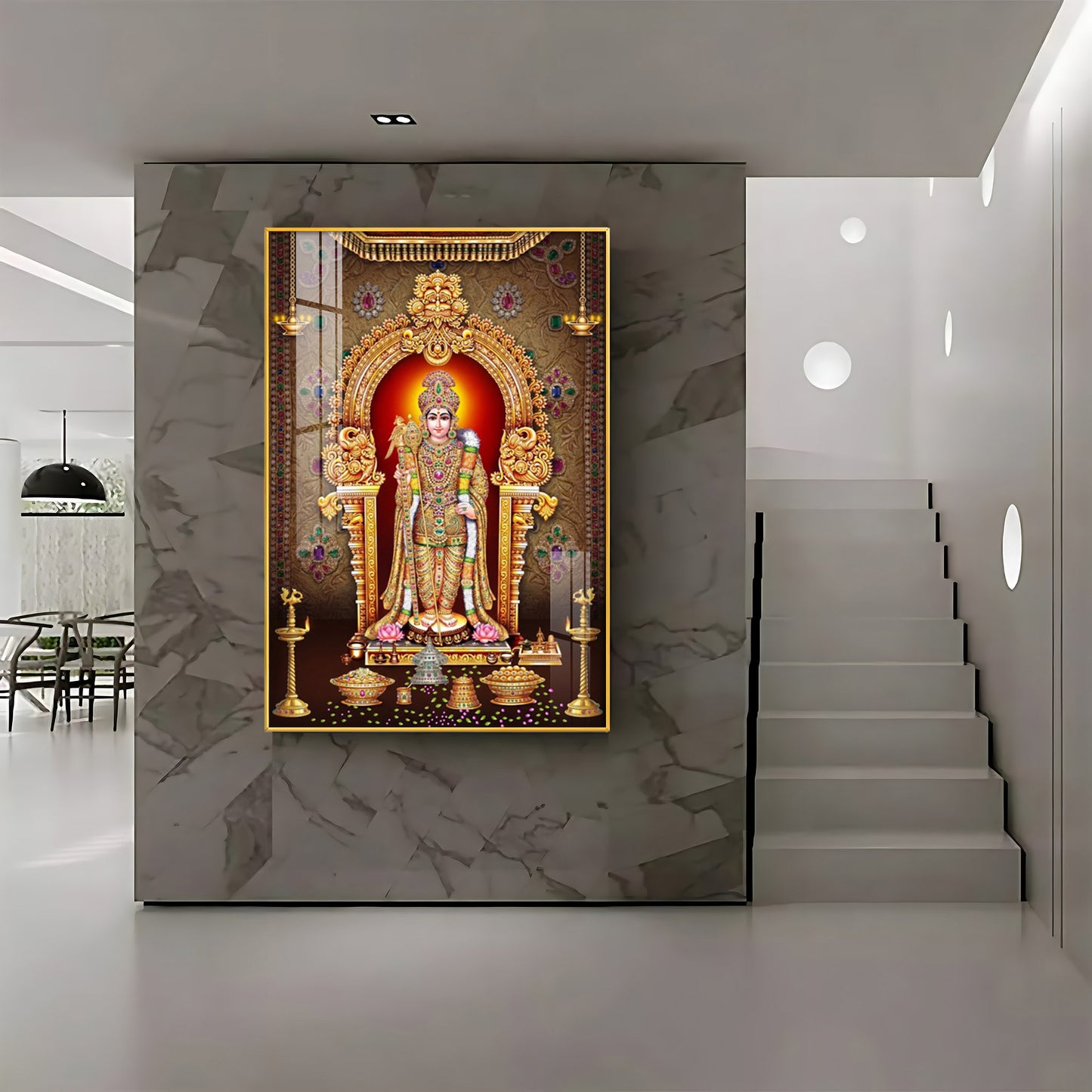 Depicts Lord Murugan Premium Acrylic Vertical Wall Art