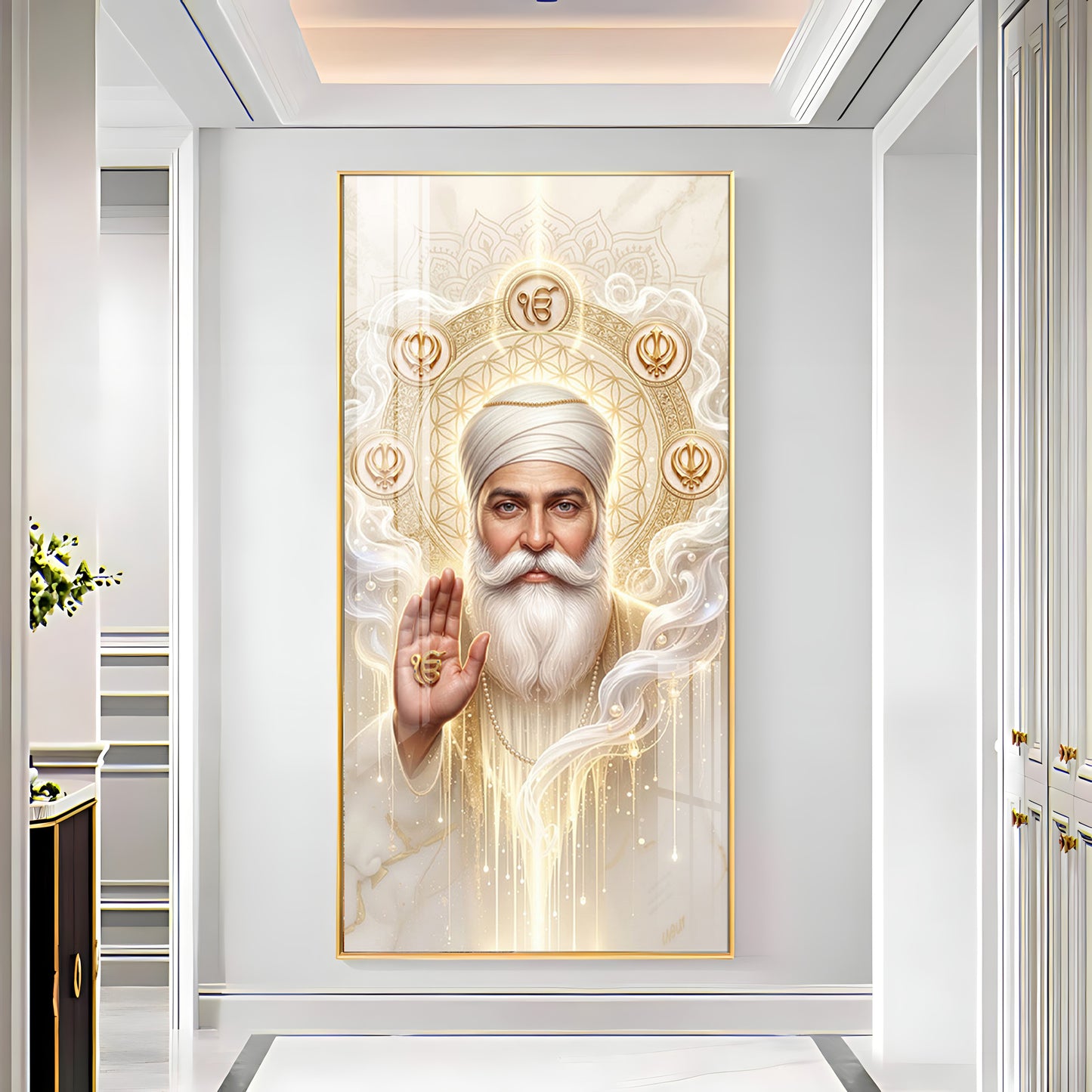 Guru Nanak Ji With Ik Onkar Premium Acrylic Vertical Wall Art