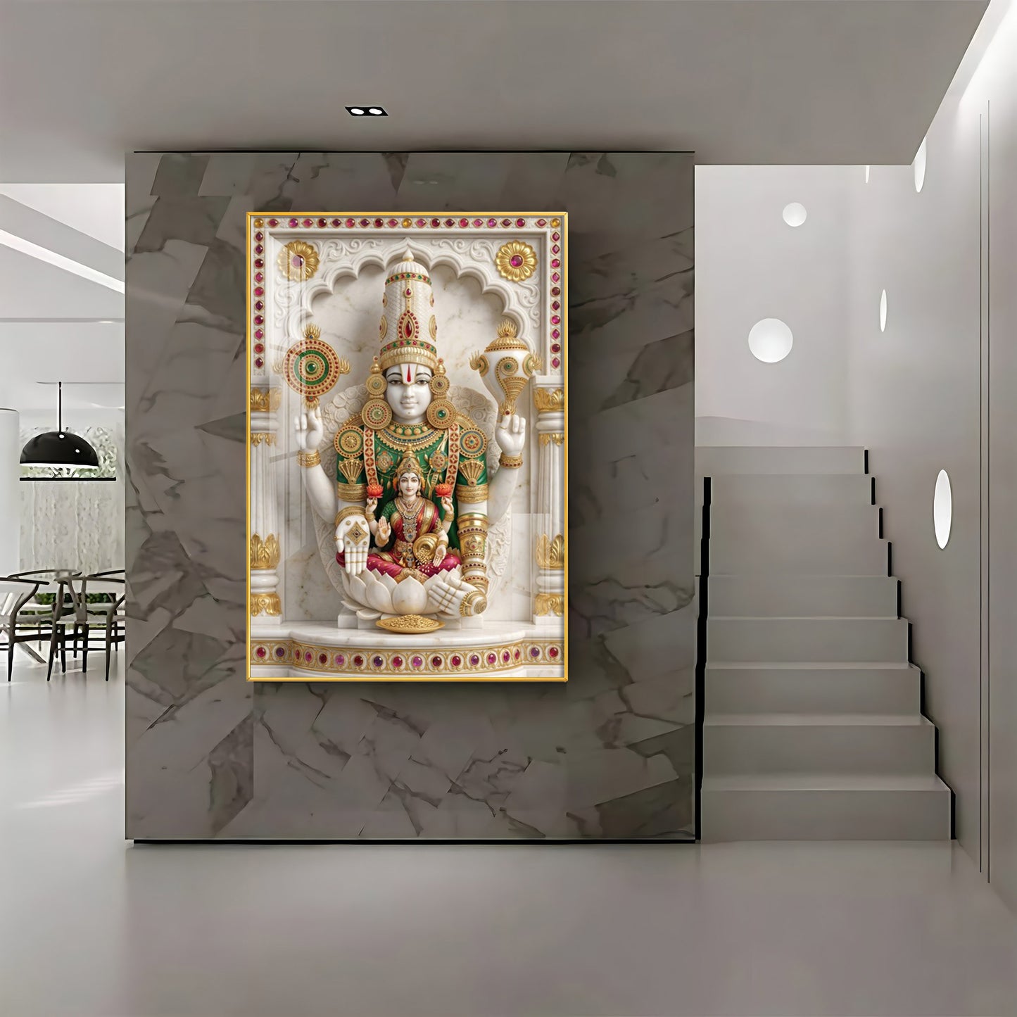 Shree Lakshmi Narayan Divine Premium Acrylic Vertical Wall Art