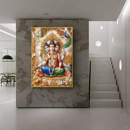Hindu Lord Dattatreya Swamy Premium Acrylic Vertical Wall Art