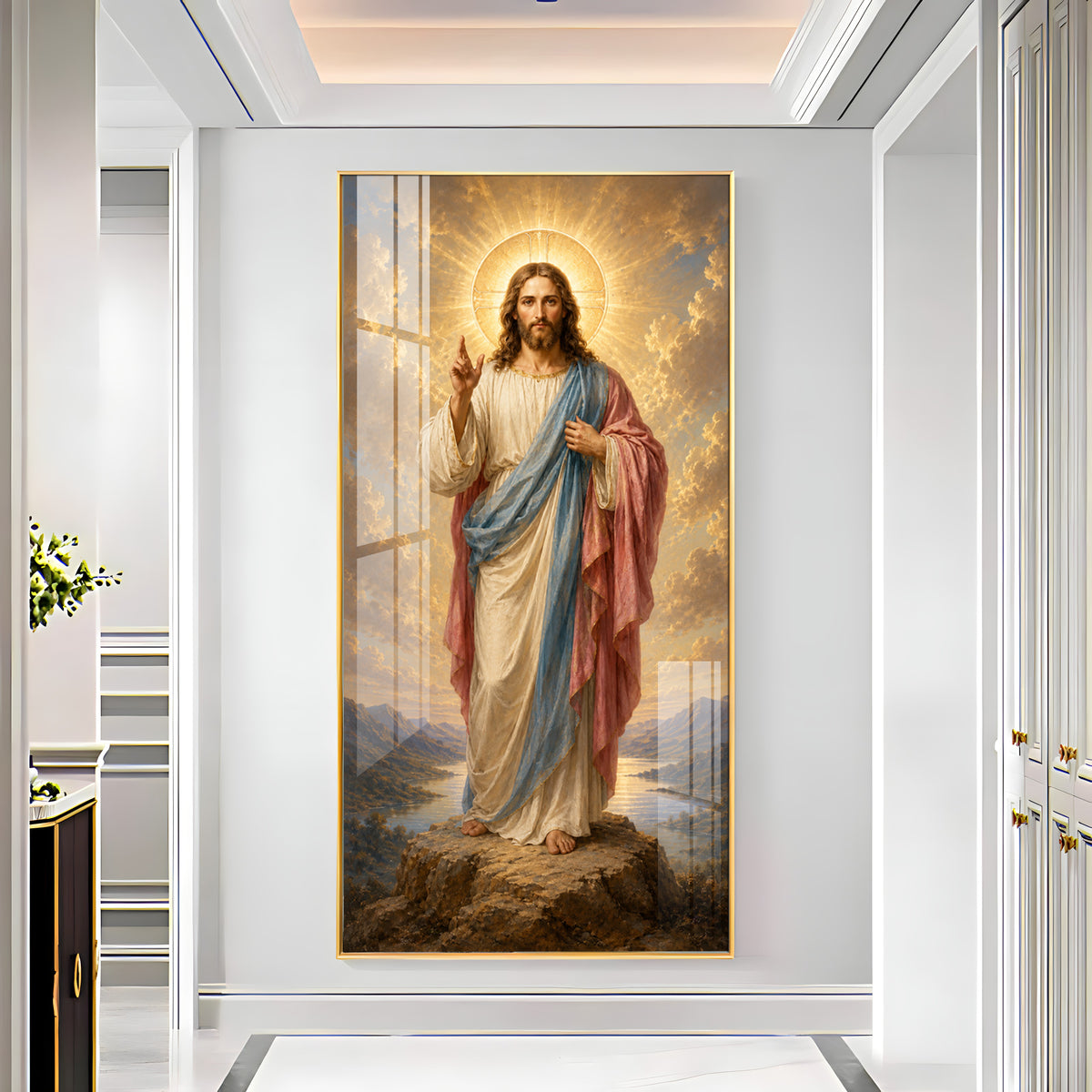 Divine Jesus Christ Blessing Landscape Premium Acrylic Vertical Wall Art
