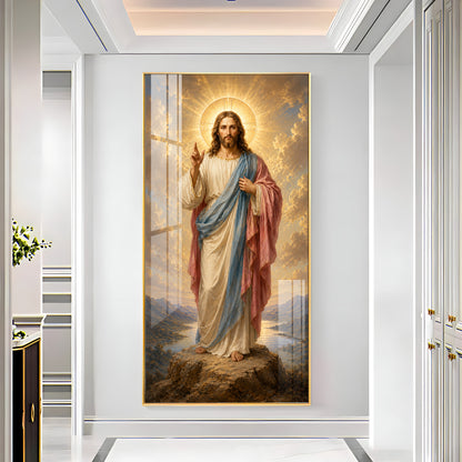 Divine Jesus Christ Blessing Landscape Premium Acrylic Vertical Wall Art