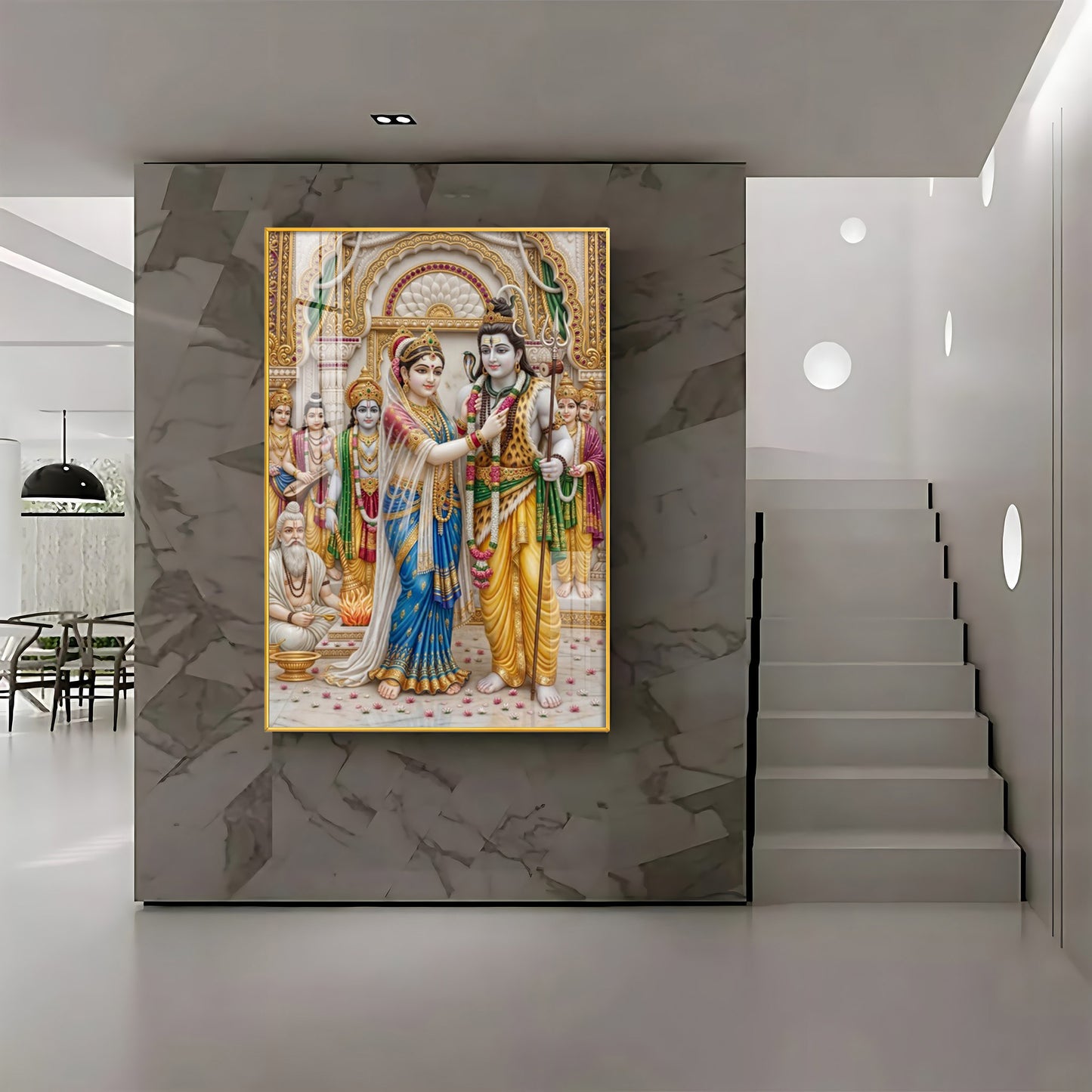 Lord Shiva Devi Parvati Marriage Ceremony Premium Acrylic Vertical Wall Art
