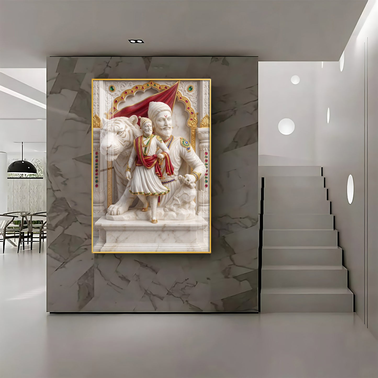 Chhatrapati Shivaji Maharaj With Tiger Premium Acrylic Vertical Wall Art