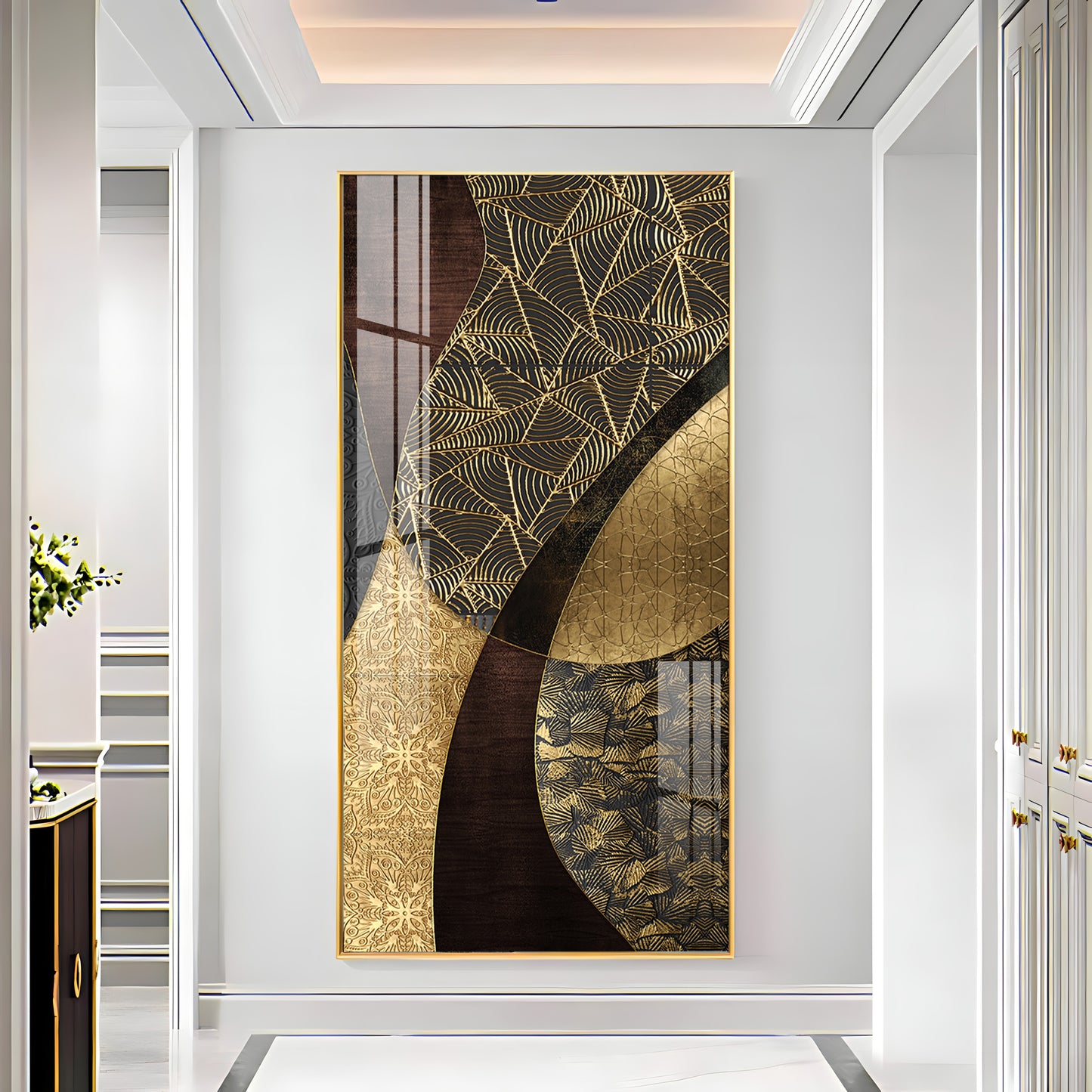 Golden Noir Elegance Premium Acrylic Vertical Wall Art