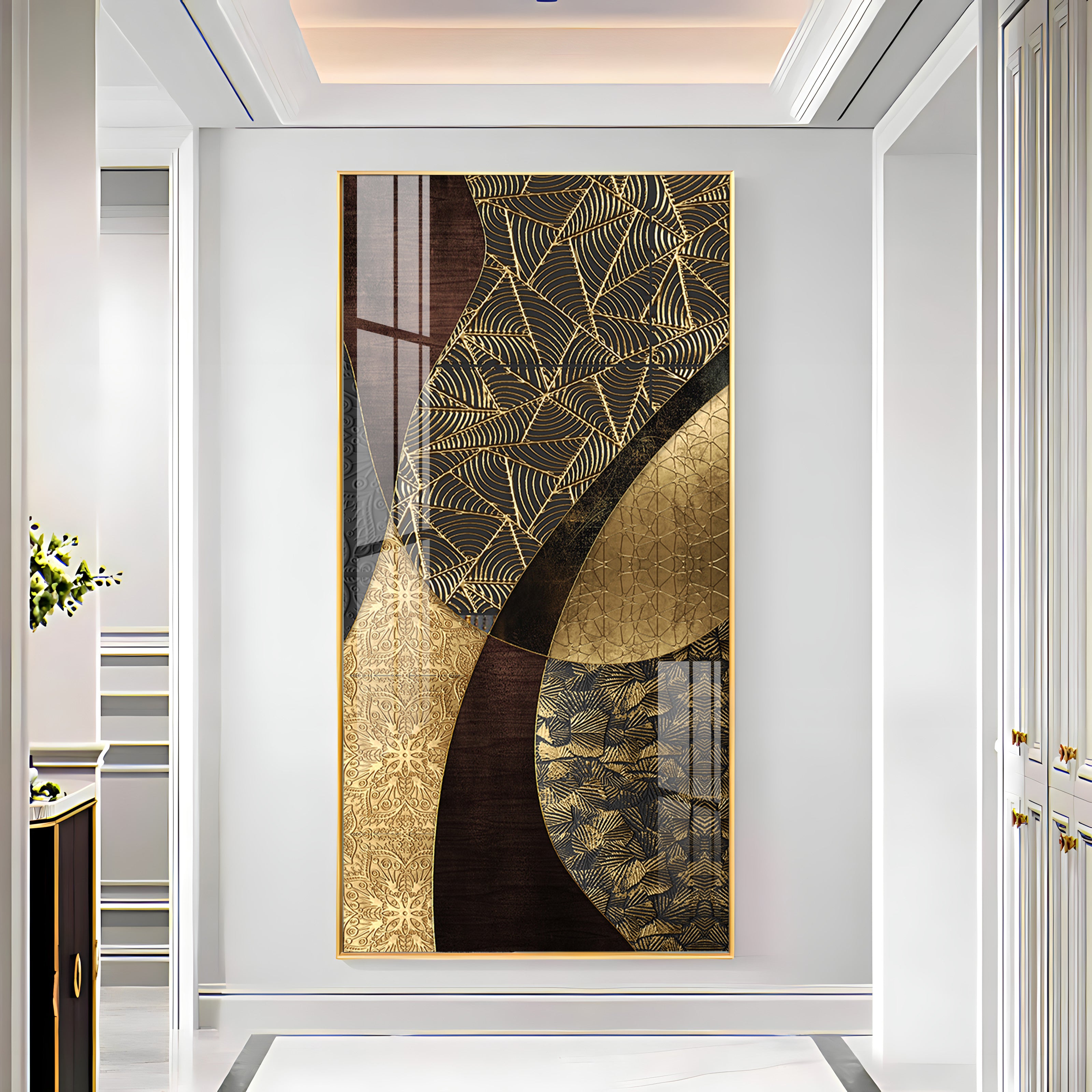 Golden Noir Elegance Premium Acrylic Vertical Wall Art