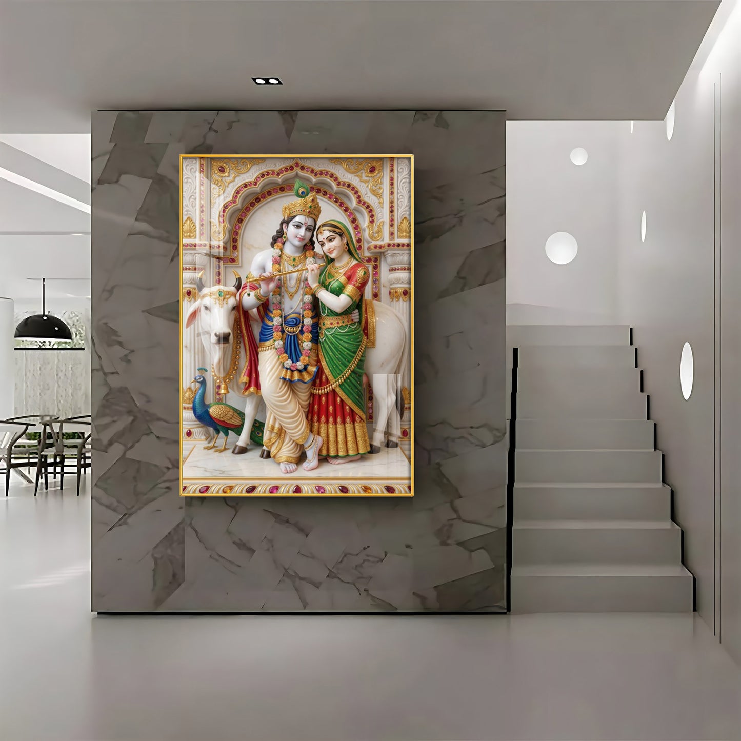 Loving Peaceful Radha Krishna Premium Acrylic Vertical Wall Art