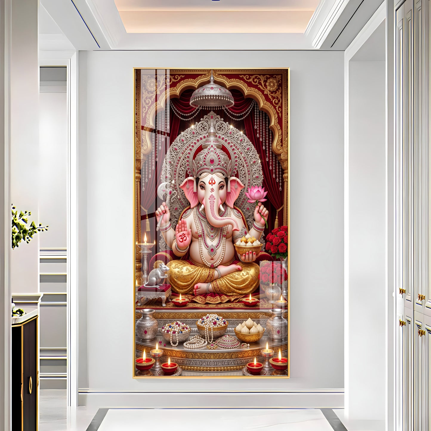 Divine Shree Ganesha Premium Acrylic Vertical Wall Art