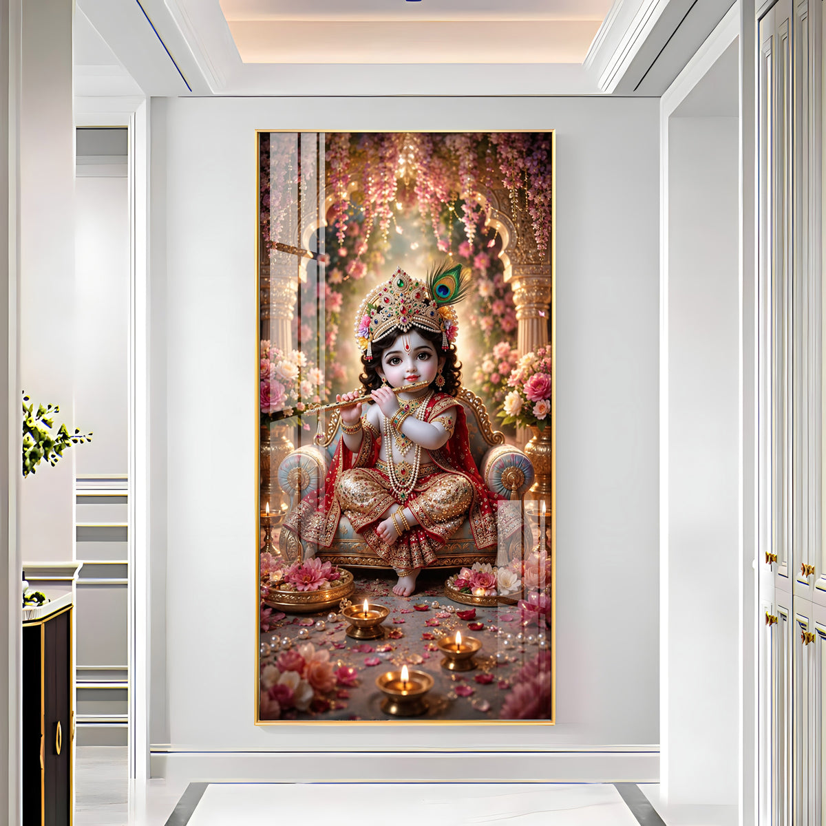Divine Bhagwan Krishna Premium Acrylic Vertical Wall Art
