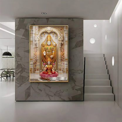 Tirupati Balaji With Devi Lakshmi Premium Acrylic Vertical Wall Art