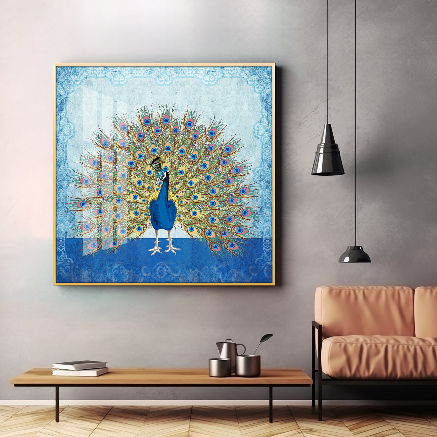 Peacock Premium Acrylic Square Wall Art