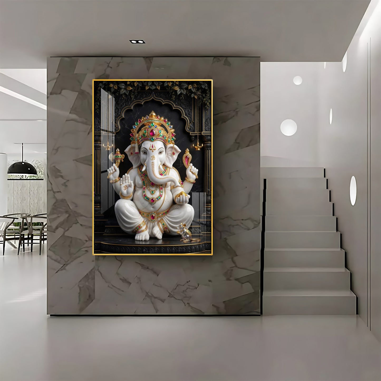 Hindu God Ganesh Ji Premium Acrylic Vertical Wall Art