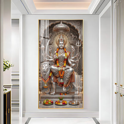 Divine Goddess Maa Durga Premium Acrylic Vertical Wall Art