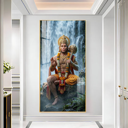 Hanuman Ji At The Water's Edge Premium Acrylic Vertical Wall Art