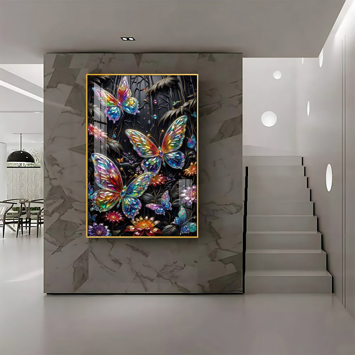 Butterflies & Flowers Premium Acrylic Vertical Wall Art