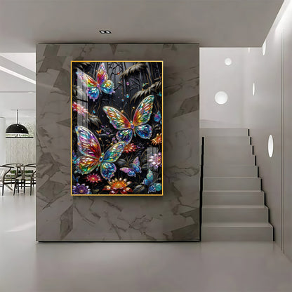 Butterflies & Flowers Premium Acrylic Vertical Wall Art