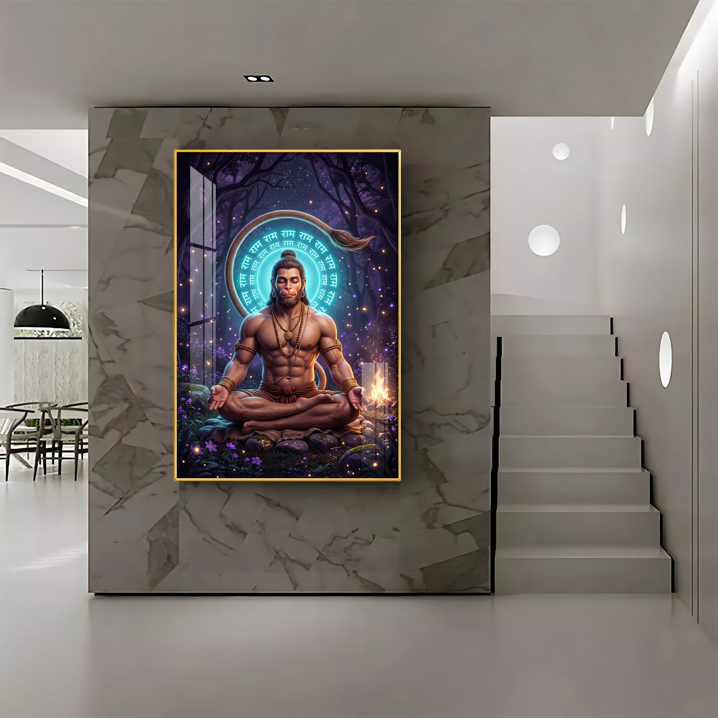 Lord Hanuman In Deep Meditation Premium Acrylic Vertical Wall Art