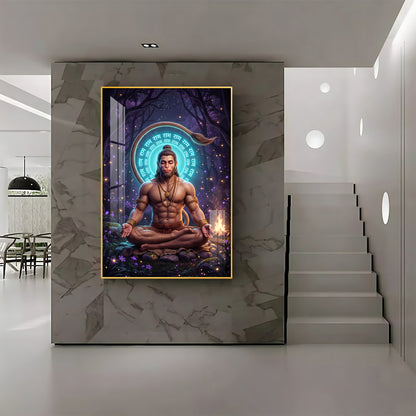 Lord Hanuman In Deep Meditation Premium Acrylic Vertical Wall Art