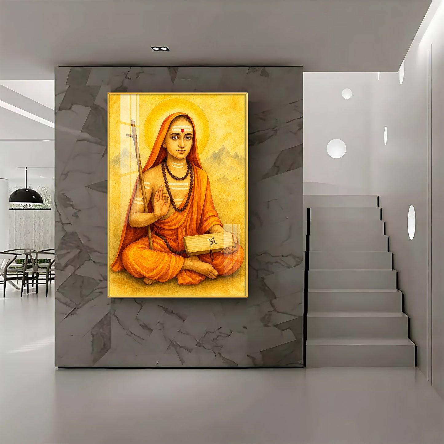 Shri Shankaracharya Ji Premium Acrylic Vertical Wall Art