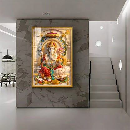 Radiant Ganesh Idol Premium Acrylic Vertical Wall Art