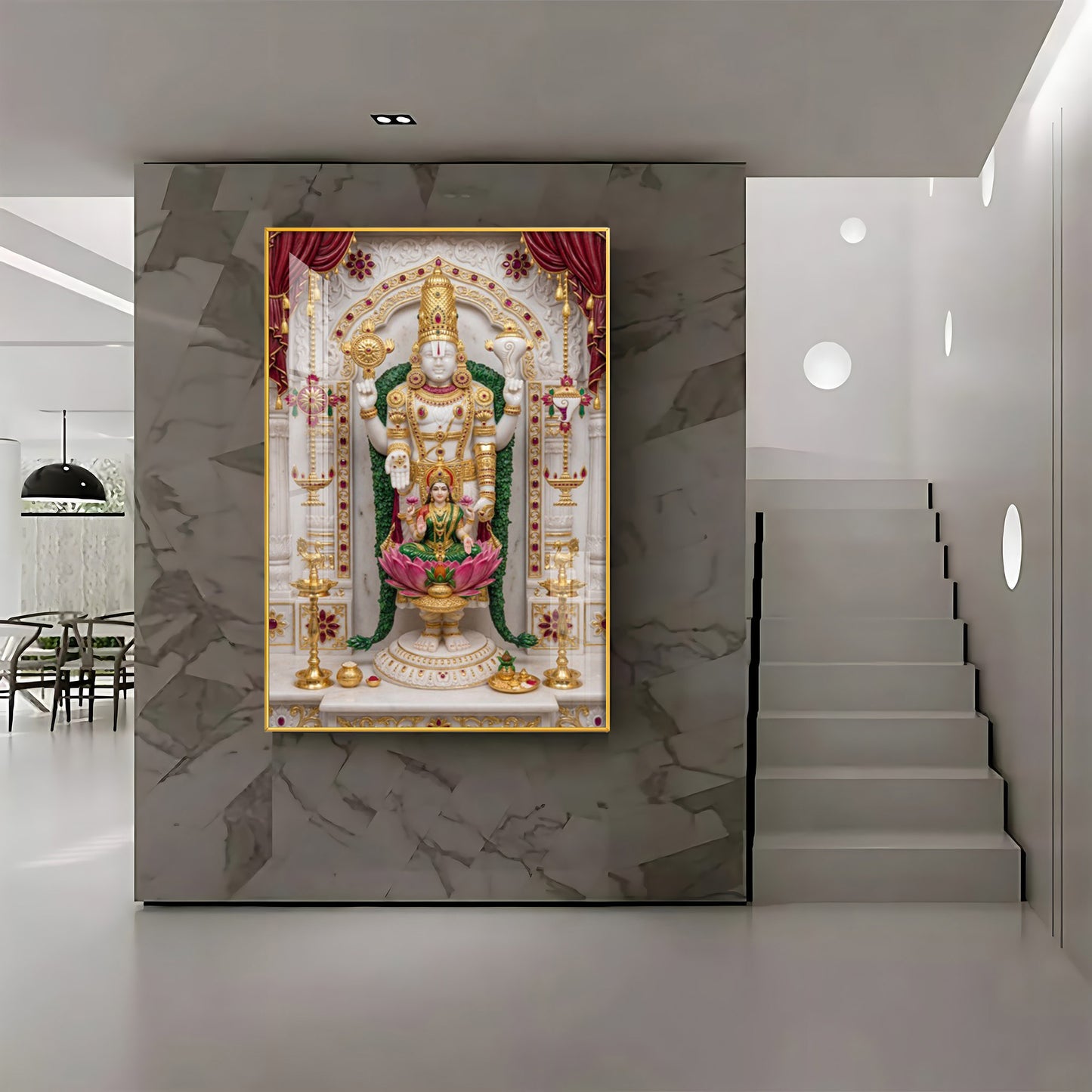 Maa Laxmi Lord Venkateswara Premium Acrylic Vertical Wall Art