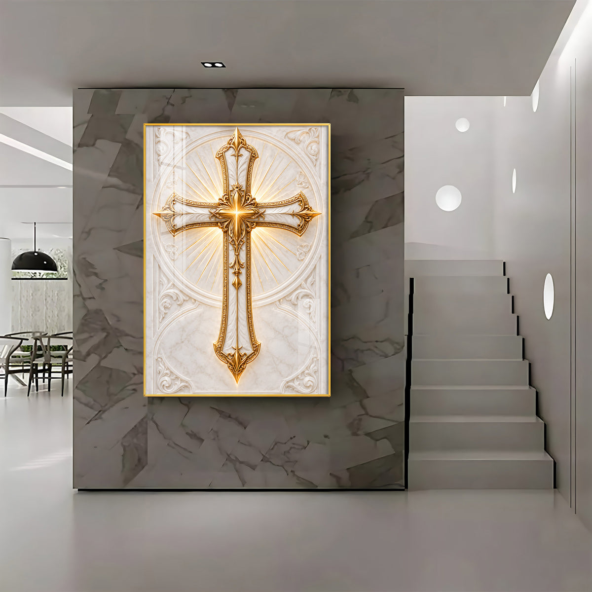 Golden Holy Cross Premium Acrylic Vertical Wall Art
