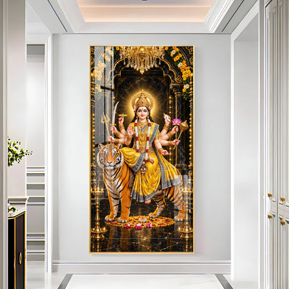 Pitambari Maa Durga Premium Acrylic Vertical Wall Art