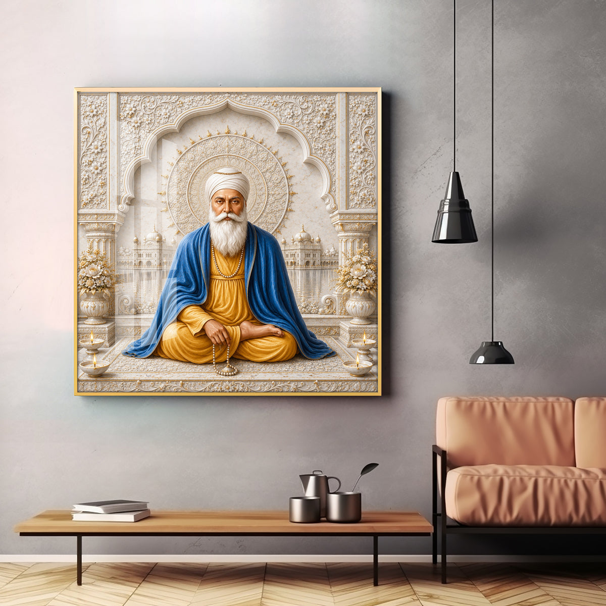 Guru Nanak Devji Sacred Premium Acrylic Square Wall Art